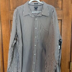 St. John's Bay Brown and Creme Striped Men's Shirt